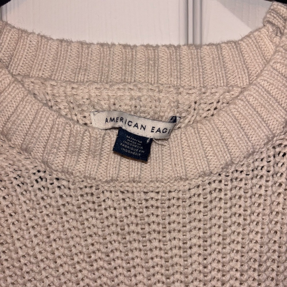 Cream Knit Crewneck Sweater - Women's American Eagle Outfitters - Picture 3 of 3